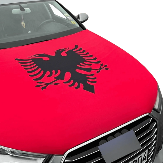 Albanien Motorhaubenflagge flexibler Stoff - Albanien Shop