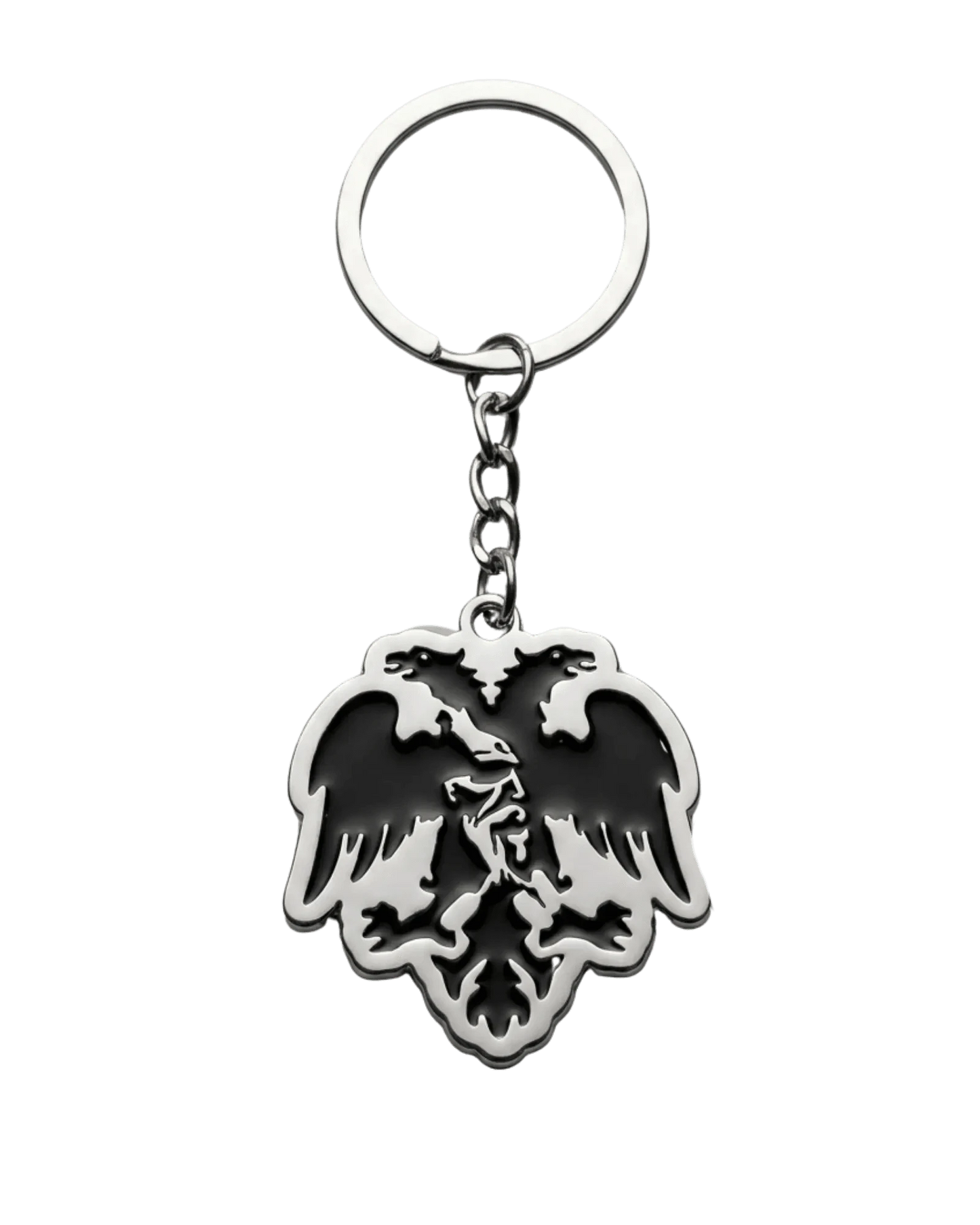 Albanien Schluesselanhaenger Doppeladler schwarz - silber – Shqiponja Metall Anhaenger - Albanien Shop