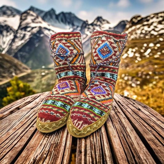 Traditionelle Albanische Wollhausschuhe Bunt - Albanien Shop