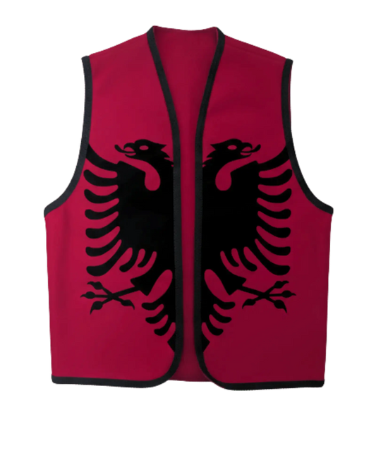 Traditionelle Weste Doppelkopfadler Rot Schwarz One Size - Albanien Shop