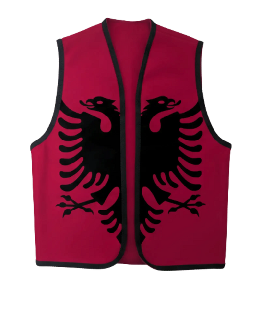 Traditionelle Weste Doppelkopfadler Rot Schwarz One Size - Albanien Shop