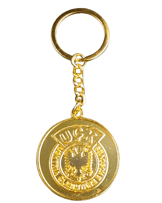 UCK Schlüsselanhänger - Adem Jashari - Albanischer Doppeladler - Gold Metall Anhänger - Albanien Shop