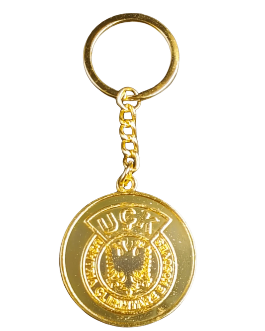 UCK Schlüsselanhänger - Adem Jashari - Albanischer Doppeladler - Gold Metall Anhänger - Albanien Shop