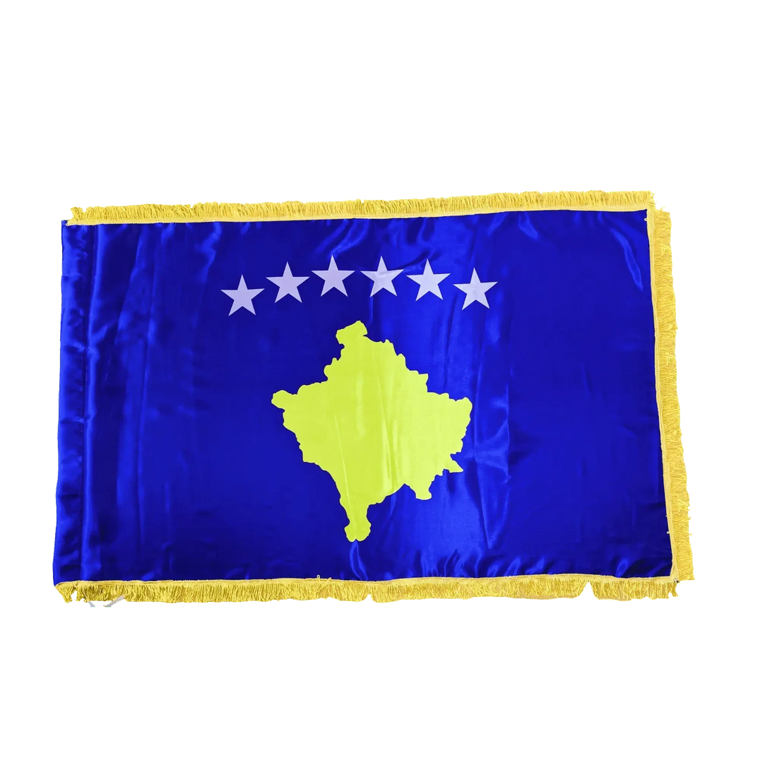 Kosovo Flagge Premium 90 x 150 cm in Blau mit goldenem Landesumriss und sechs Sternen