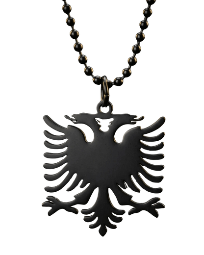 Albanien Kette mit schwarzem Doppeladler Anhaenger – Shqiponja Halskette - Albanien Shop