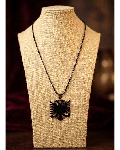Albanien Kette mit schwarzem Doppeladler Anhaenger – Shqiponja Halskette - Albanien Shop