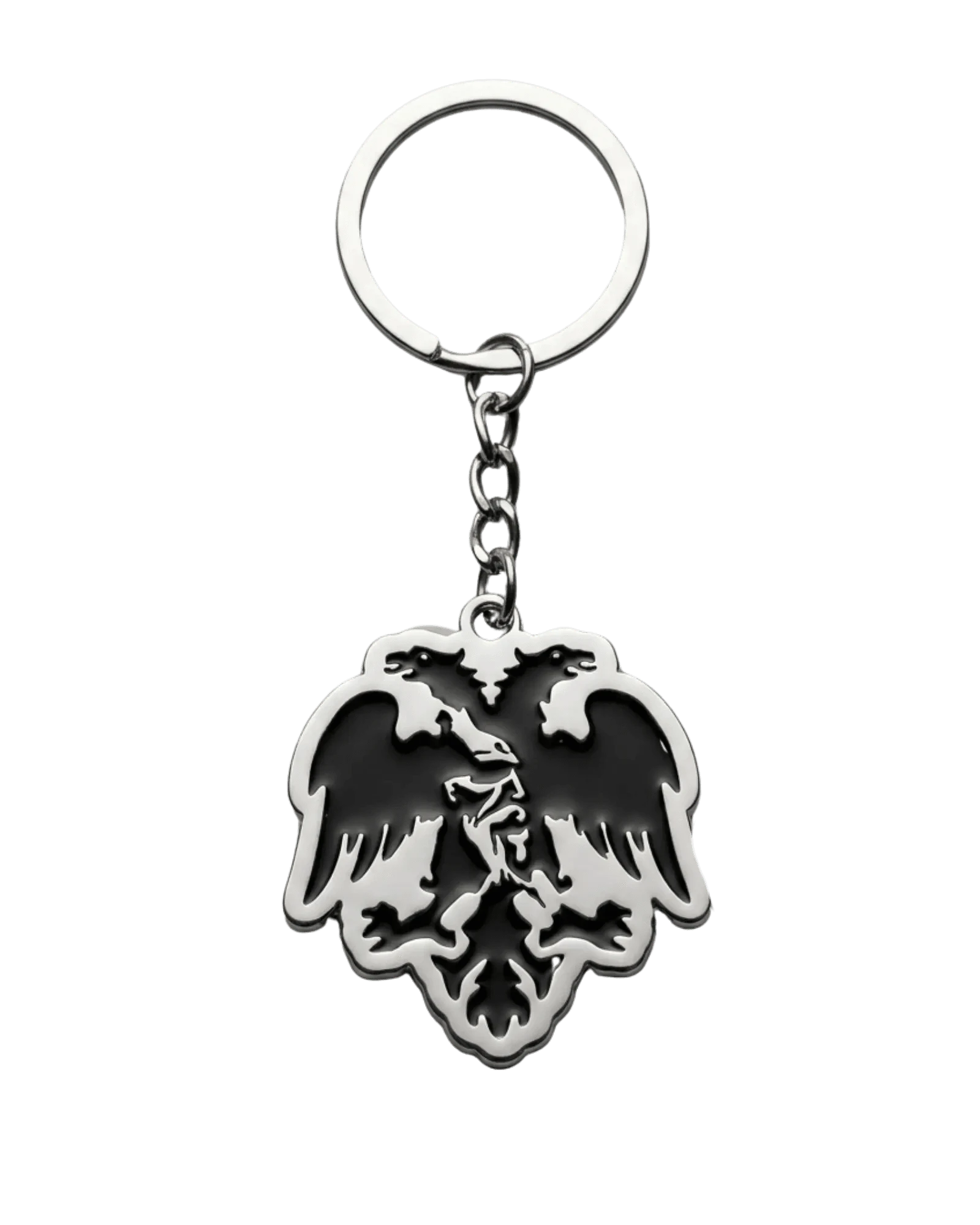 Albanien Schluesselanhaenger Doppeladler schwarz - silber – Shqiponja Metall Anhaenger - Albanien Shop