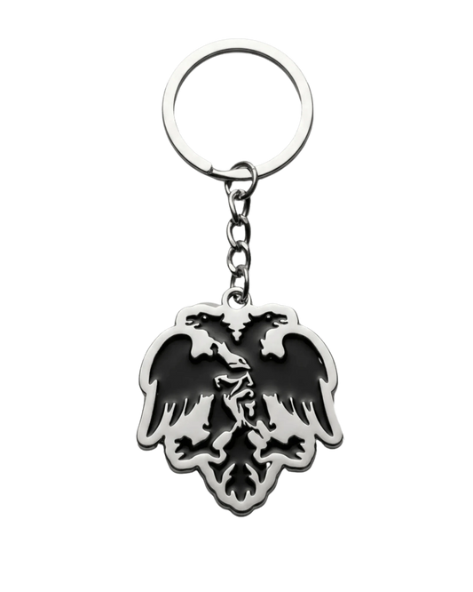 Albanien Schluesselanhaenger Doppeladler schwarz - silber – Shqiponja Metall Anhaenger - Albanien Shop