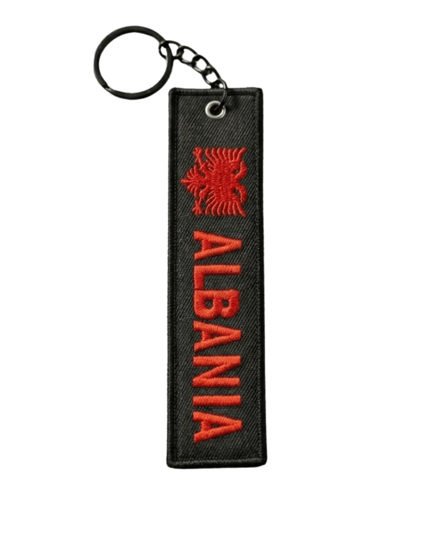 Albanien Schluesselanhaenger mit Doppeladler Stickerei – ALBANIA Stoff Anhaenger - Albanien Shop