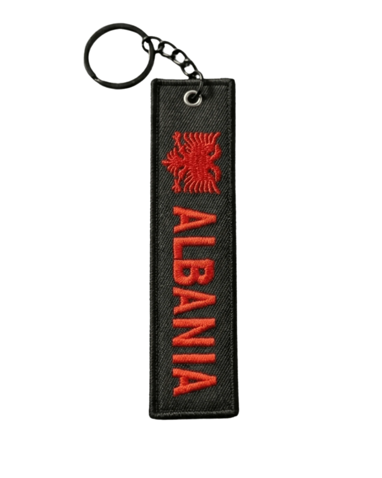Albanien Schluesselanhaenger mit Doppeladler Stickerei – ALBANIA Stoff Anhaenger - Albanien Shop