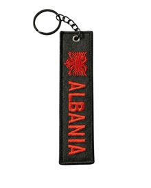 Porte-clés Albanie avec broderie aigle bicéphale – Pendentif tissu ALBANIA