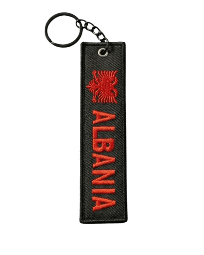 Albanien Schluesselanhaenger mit Doppeladler Stickerei – ALBANIA Stoff Anhaenger - Albanien Shop