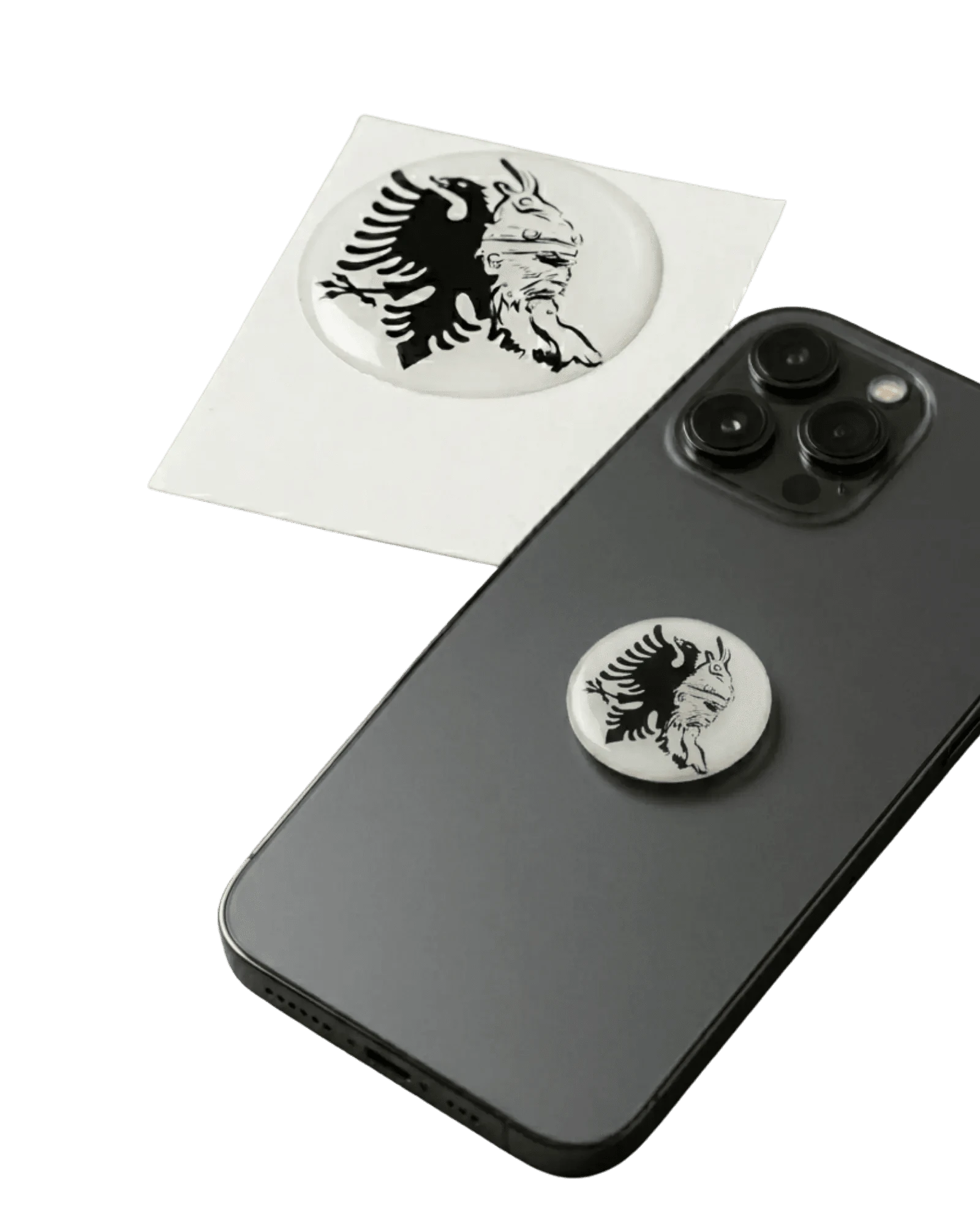 Albanischer Epoxy Sticker 33mm – Klebepad fuer Smartphone | Skenderbeu, Adler, UCK - Albanien Shop