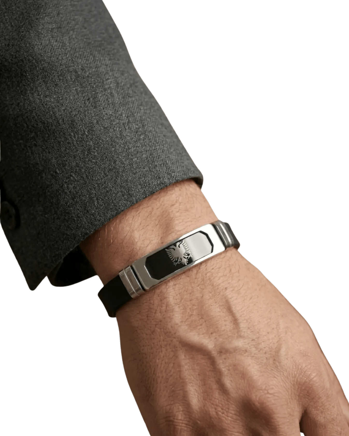 Albanisches Adler - Armband Edelstahl – Shqiponja Gummiarmband | Schwarz, Silber, Gold - Albanien Shop