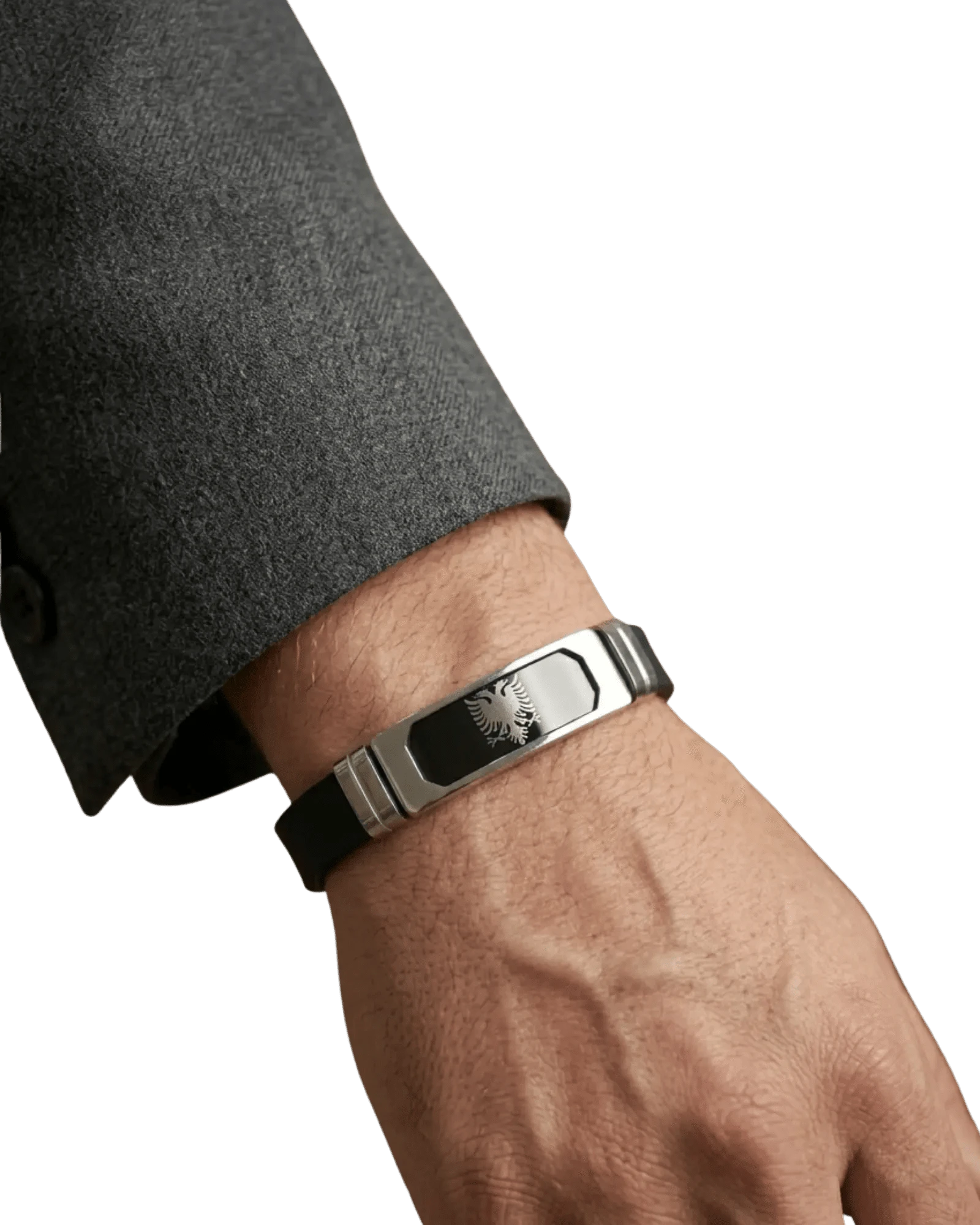 Albanisches Adler - Armband Edelstahl – Shqiponja Gummiarmband | Schwarz, Silber, Gold - Albanien Shop