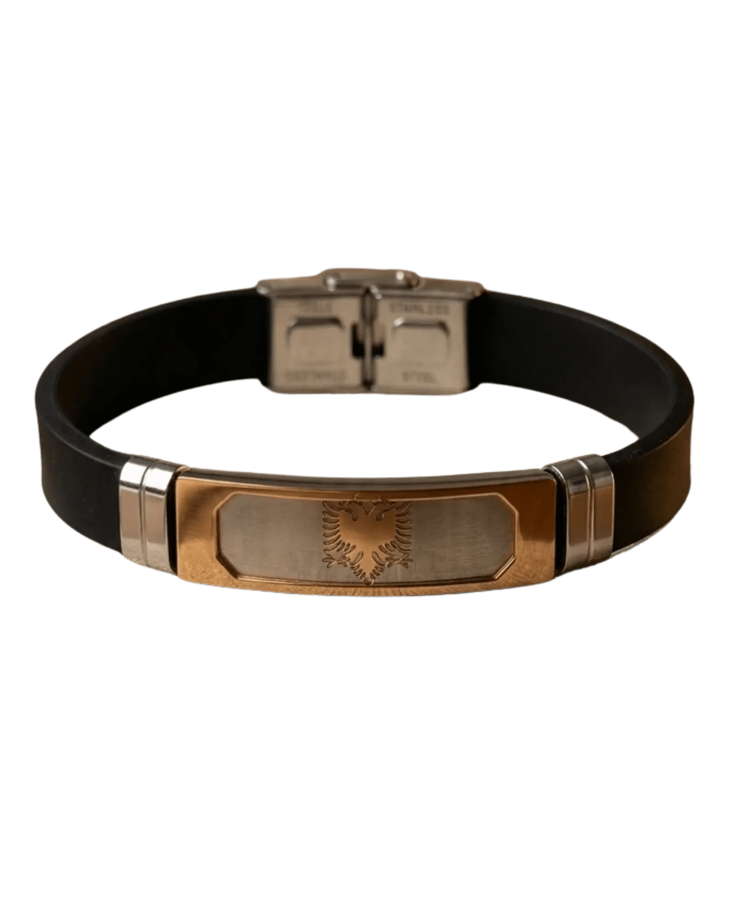 Albanisches Adler - Armband Edelstahl – Shqiponja Gummiarmband | Schwarz, Silber, Gold - Albanien Shop