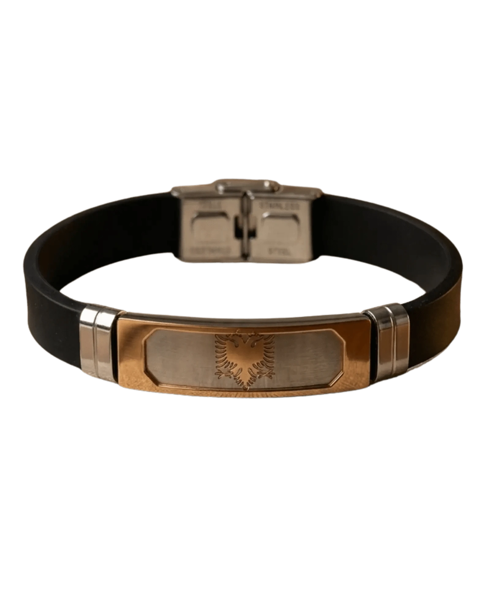 Albanisches Adler - Armband Edelstahl – Shqiponja Gummiarmband | Schwarz, Silber, Gold - Albanien Shop