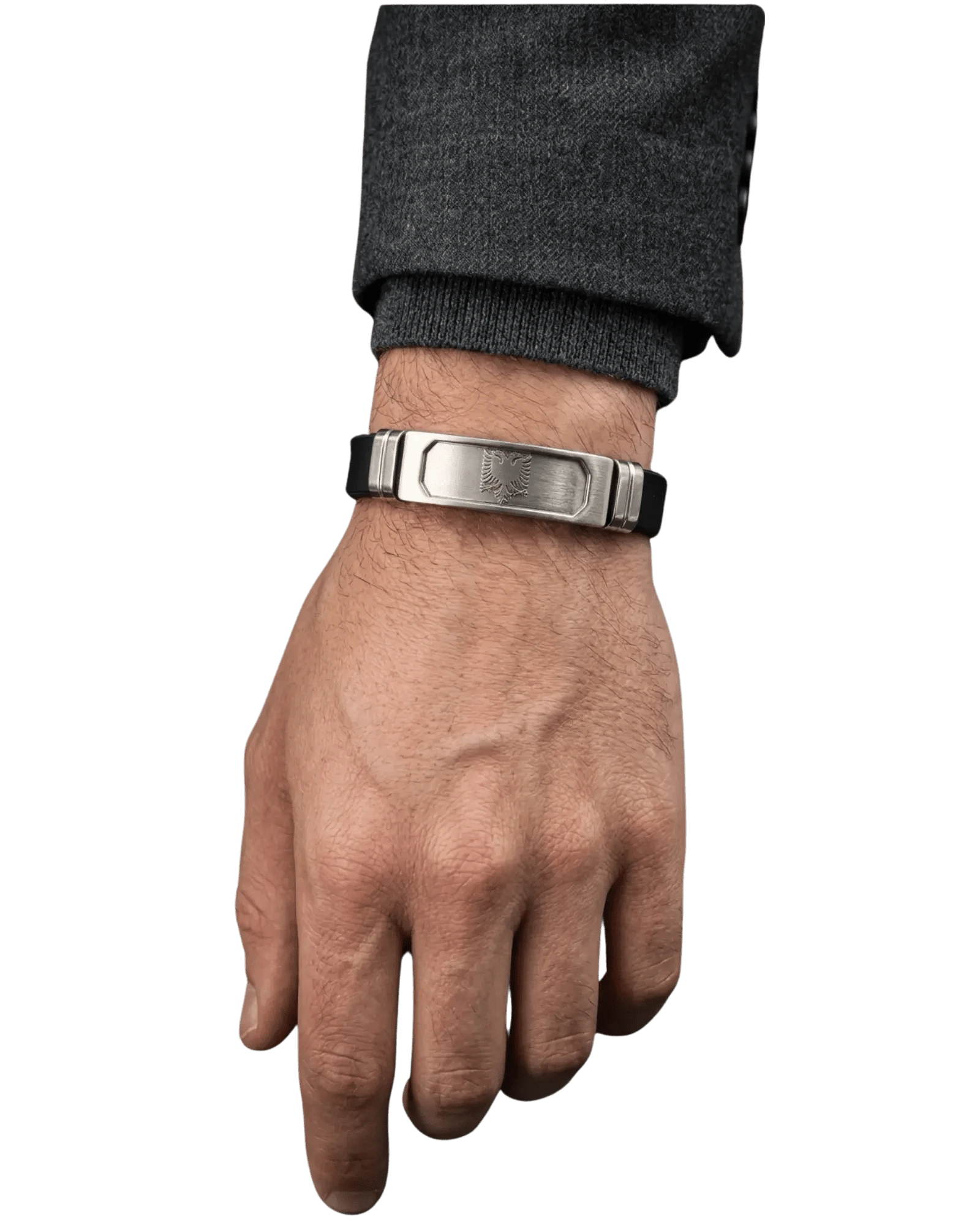 Albanisches Adler - Armband Edelstahl – Shqiponja Gummiarmband | Schwarz, Silber, Gold - Albanien Shop