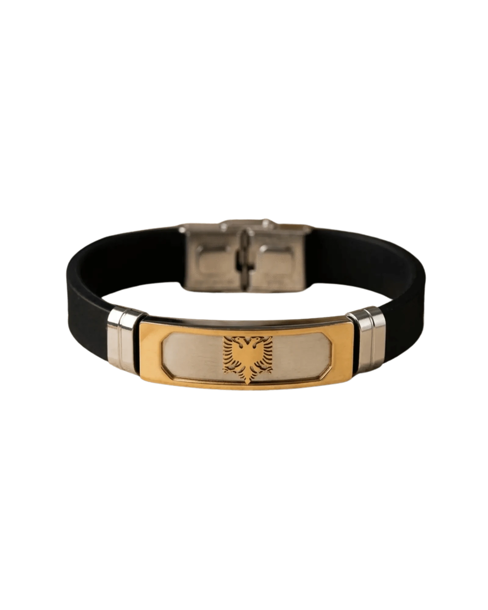 Albanisches Adler - Armband Edelstahl – Shqiponja Gummiarmband | Schwarz, Silber, Gold - Albanien Shop