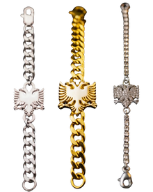 Bracelet aigle albanais – Shqiponja | Or, argent & cristal