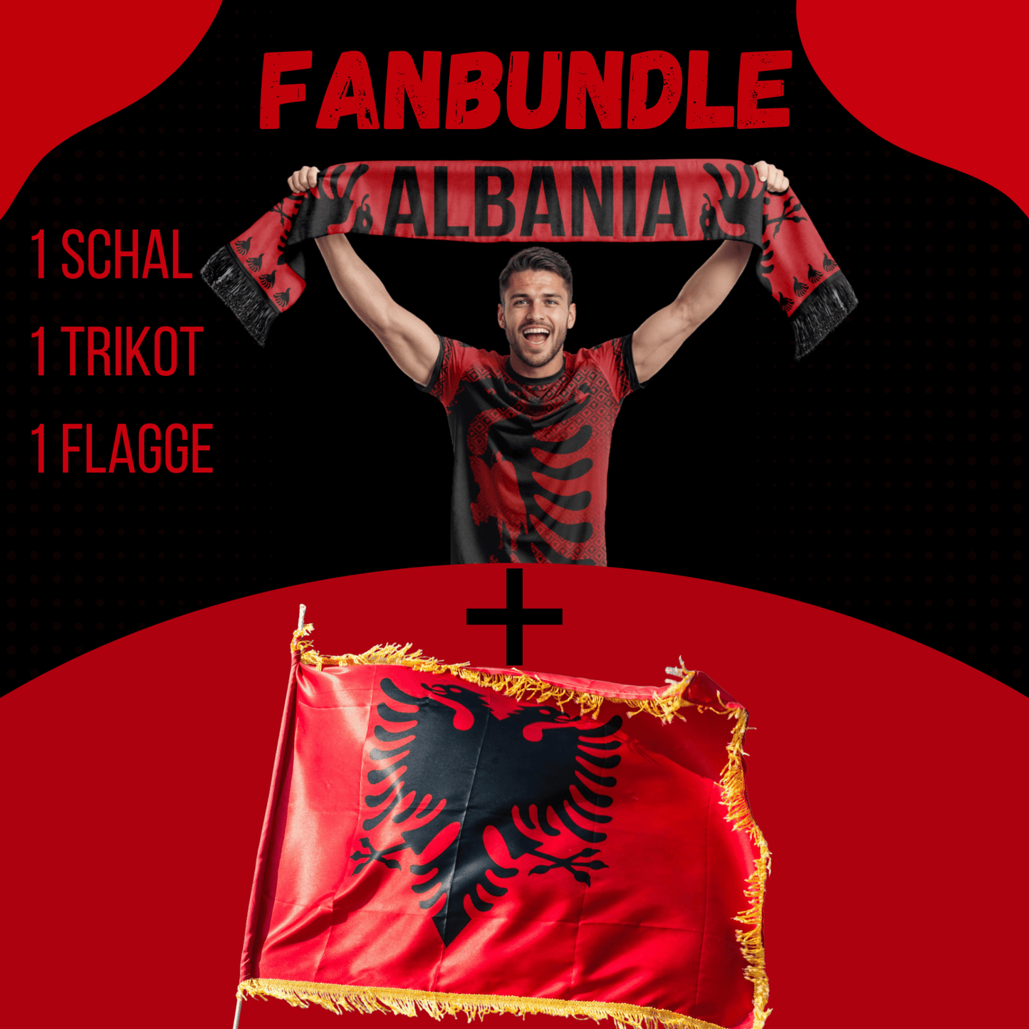 Fanbundle Albania Schal, Trikot, Flagge - Albanien Shop