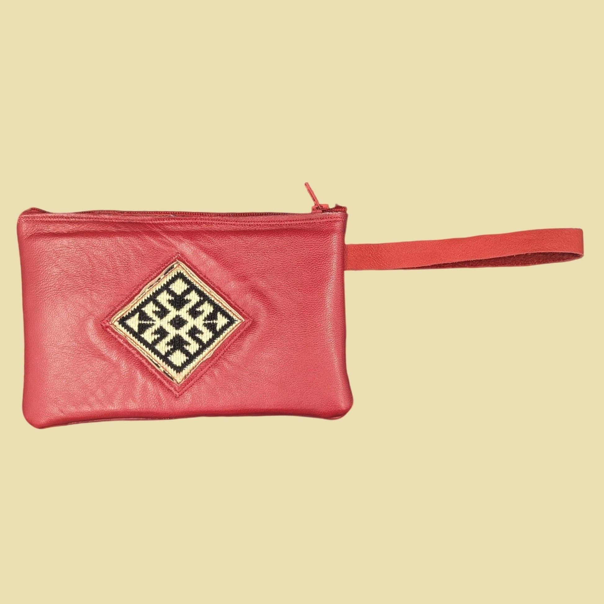 Handmade Geldbörse Rot (Muster: Beige + Schwarz) Handmade Geldbörse