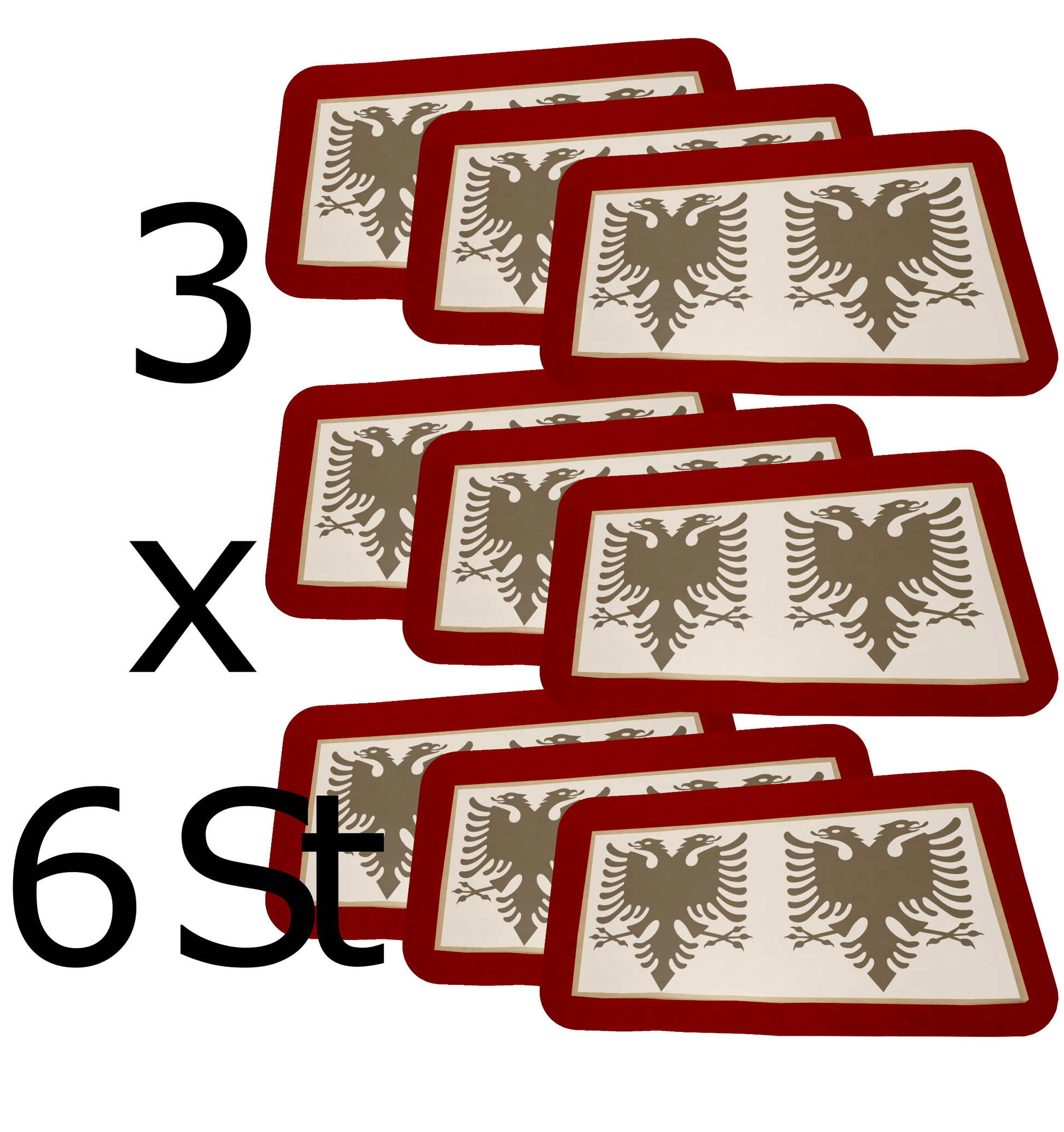 Made in Albania Tattoos 3x3cm 18 St. SCHWARZ Temporäres Wassertattoo Albanien (Verschiedene Größen verfügbar)
