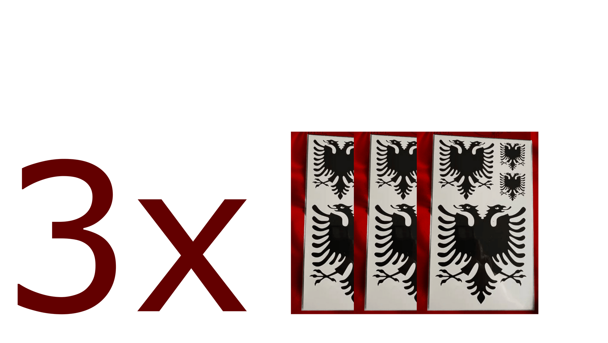 Made in Albania Tattoos Kombopack L (3x) SCHWARZ Temporäres Wassertattoo Albanien (Verschiedene Größen verfügbar)
