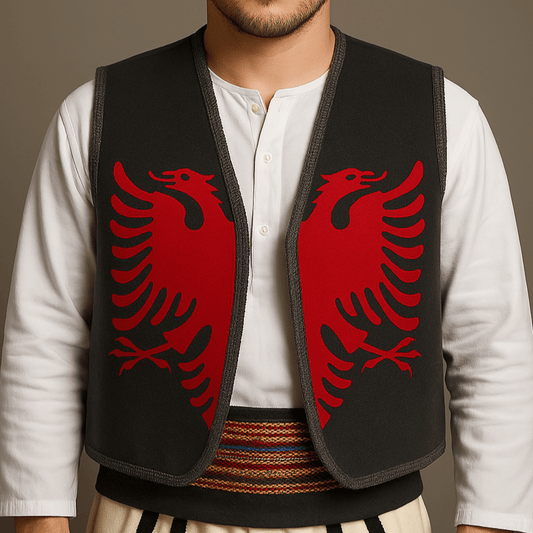 Made in Albania Weste Traditionelle Weste Doppelkopfadler Schwarz Rot One Size