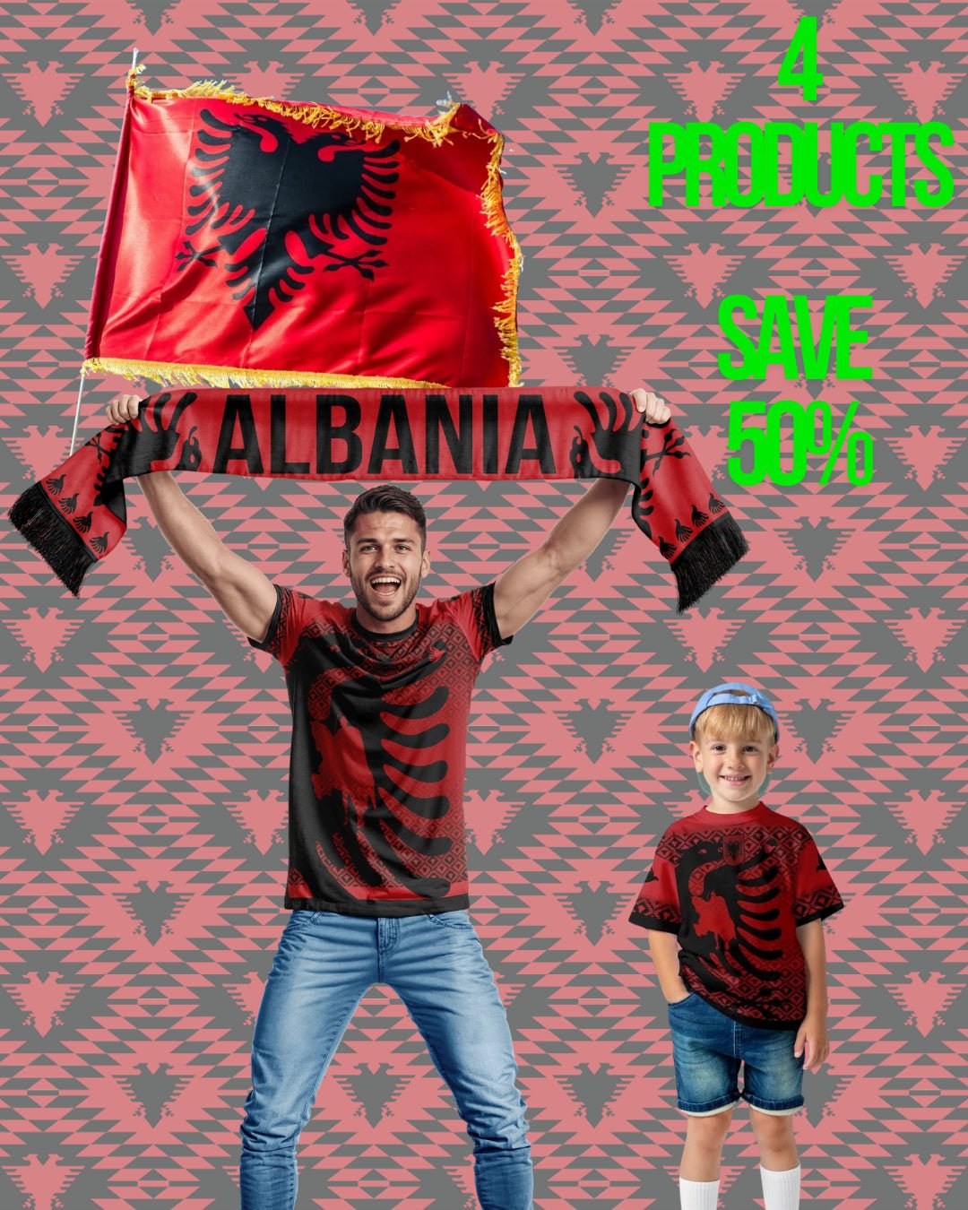 Partnerbundle + Schal + Flagge - Albanien Shop
