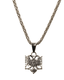 Shqiponja Halskette Silber 3D – Albanischer Doppelkopfadler Königskette | Albanien Schmuck