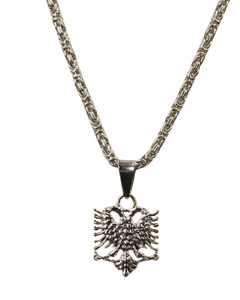 Shqiponja Halskette Silber 3D – Albanischer Doppelkopfadler Königskette | Albanien Schmuck