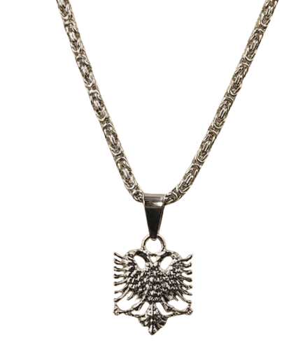 Shqiponja Halskette Silber 3D – Albanischer Doppelkopfadler Königskette | Albanien Schmuck - Albanien Shop