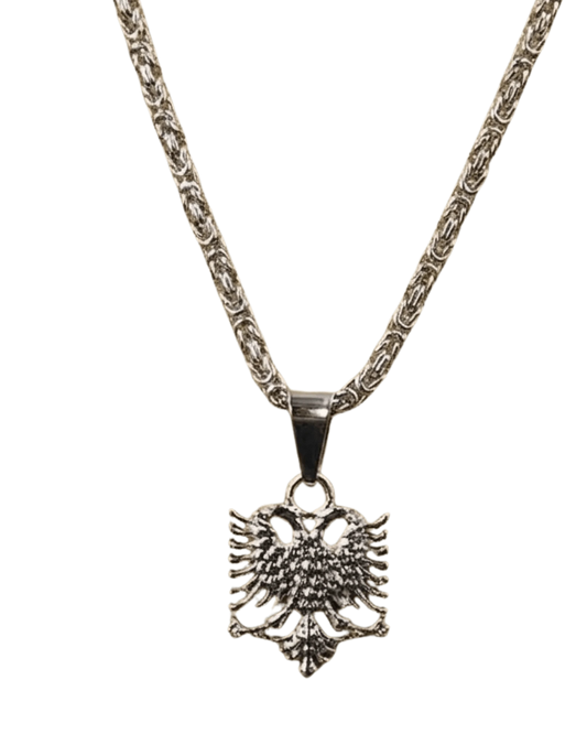 Shqiponja Halskette Silber 3D – Albanischer Doppelkopfadler Königskette | Albanien Schmuck - Albanien Shop