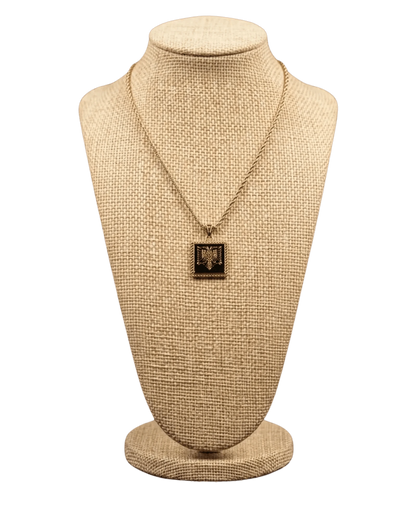Shqiponja Quadrat - Halskette – Albanischer Doppelkopfadler Schwarz Gold | Albanien Schmuck - Albanien Shop