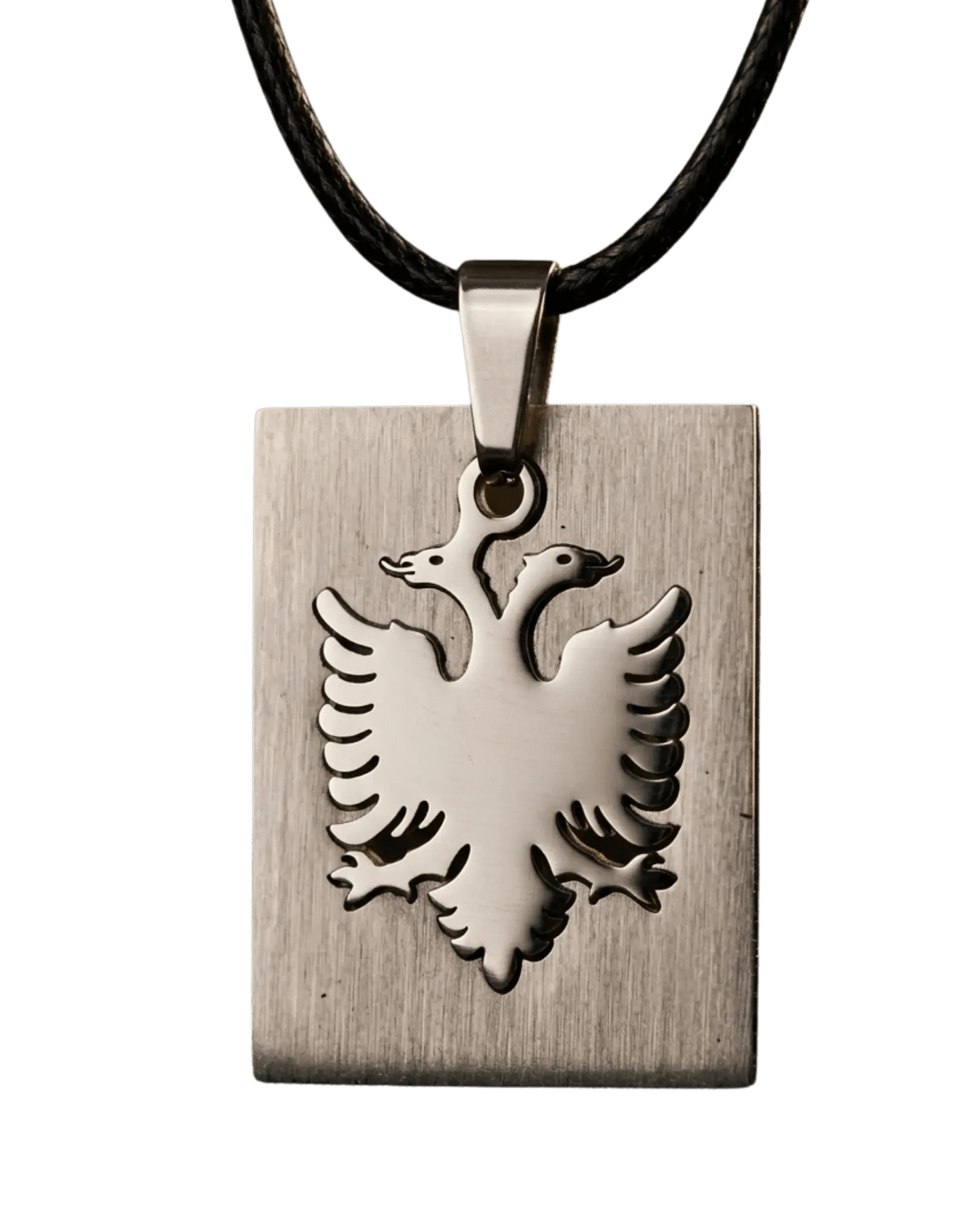 Shqiponja Tag Halskette – Albanischer Doppelkopfadler Platte an Kordel | Albanien Schmuck - Albanien Shop