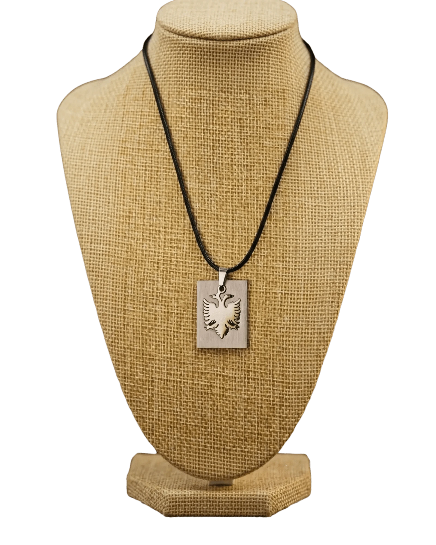 Shqiponja Tag Halskette – Albanischer Doppelkopfadler Platte an Kordel | Albanien Schmuck - Albanien Shop