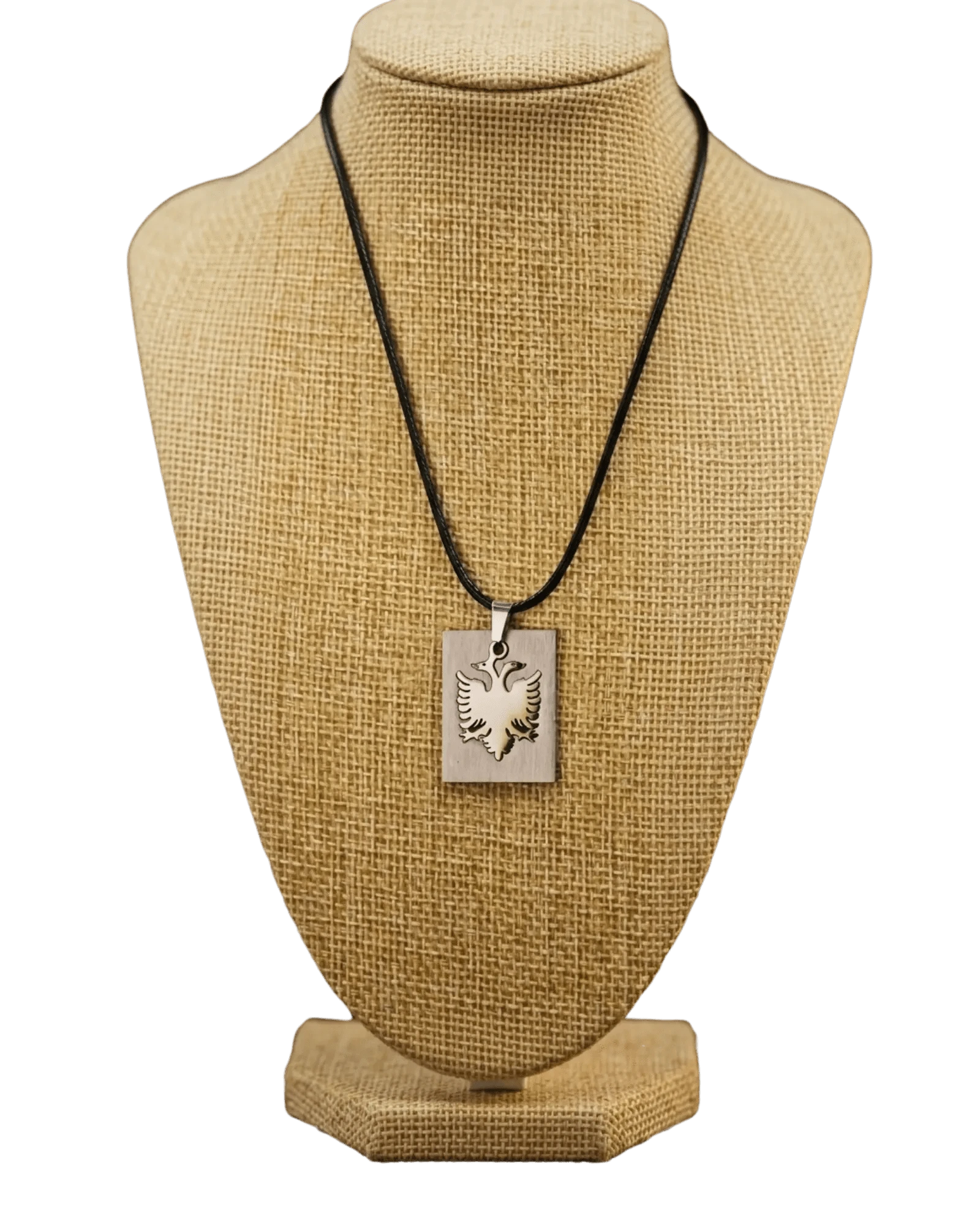 Shqiponja Tag Halskette – Albanischer Doppelkopfadler Platte an Kordel | Albanien Schmuck - Albanien Shop