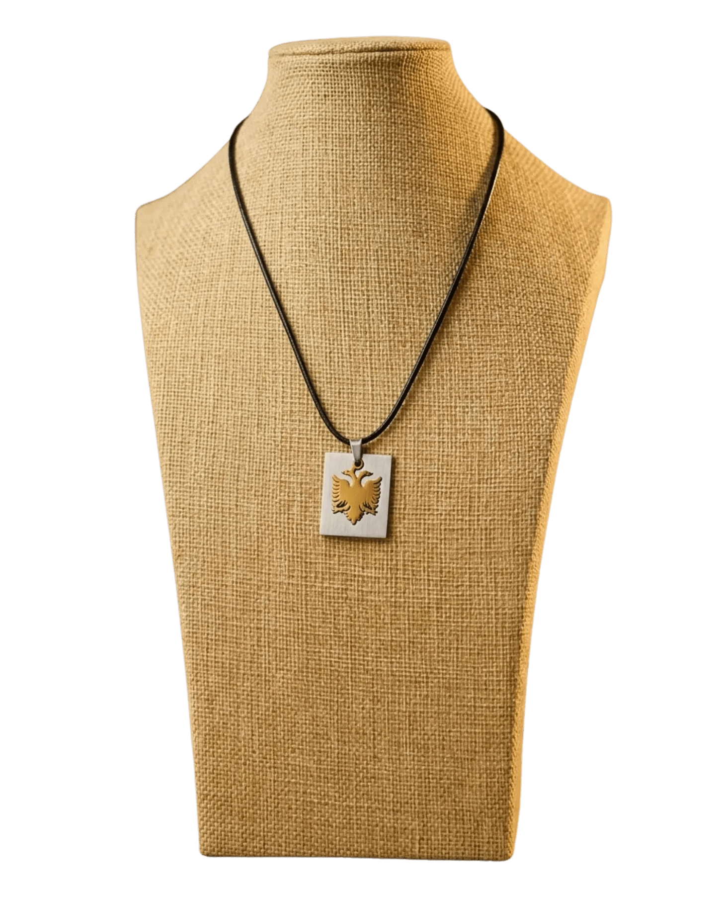 Shqiponja Tag Halskette – Albanischer Doppelkopfadler Platte an Kordel | Albanien Schmuck - Albanien Shop