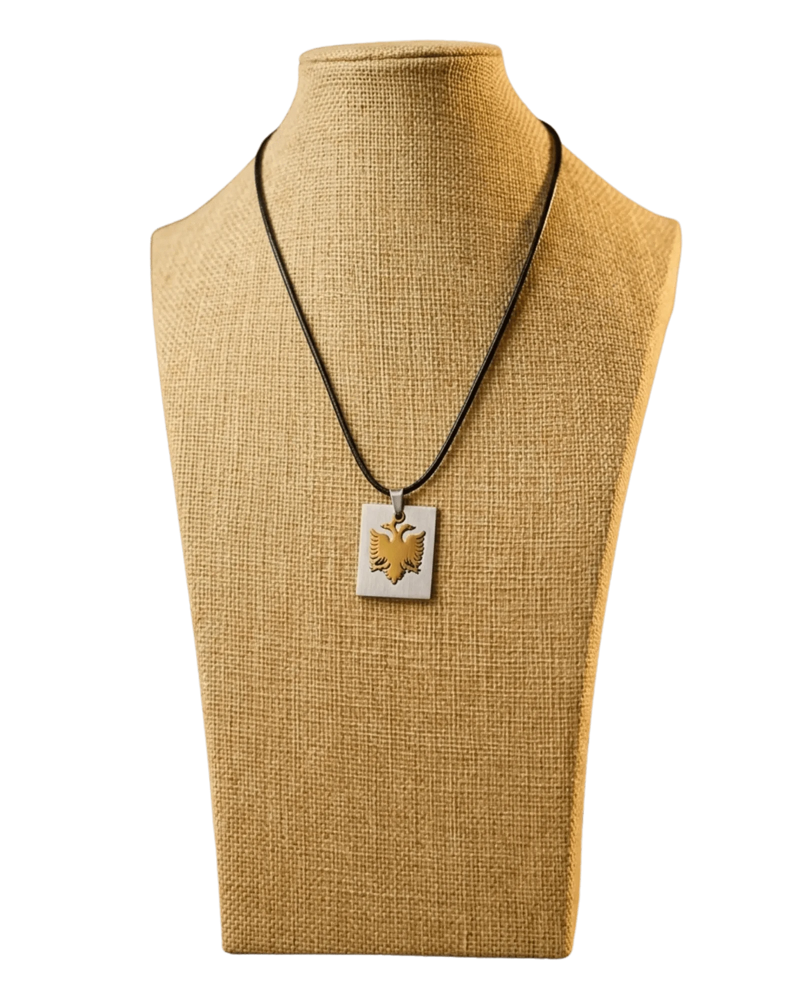 Shqiponja Tag Halskette – Albanischer Doppelkopfadler Platte an Kordel | Albanien Schmuck - Albanien Shop