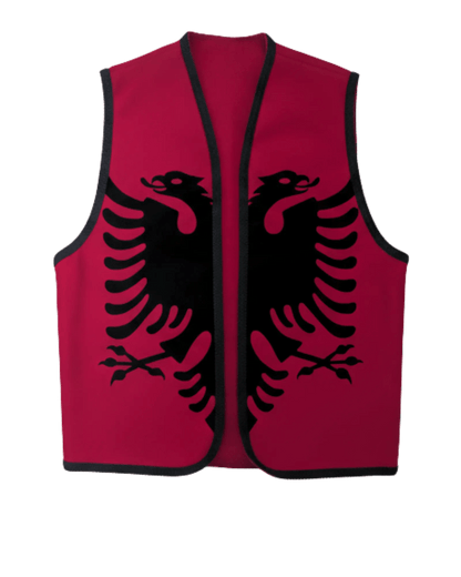 Traditionelle Weste Doppelkopfadler Rot Schwarz One Size - Albanien Shop