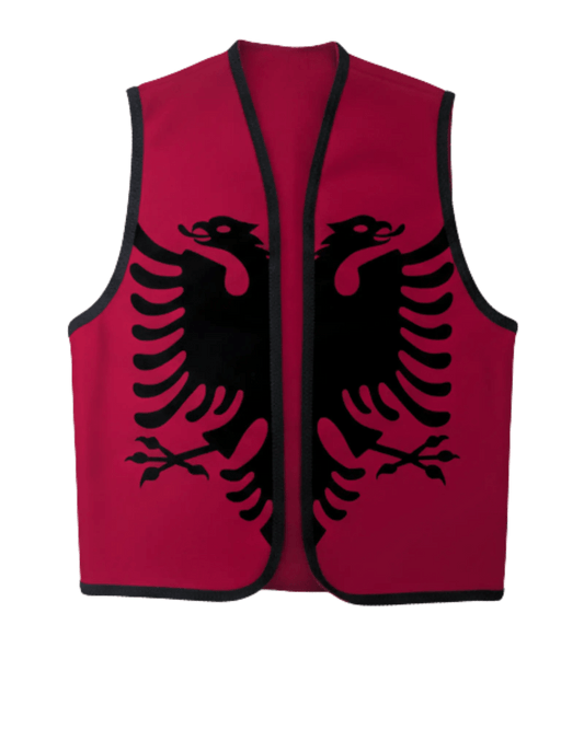 Traditionelle Weste Doppelkopfadler Rot Schwarz One Size - Albanien Shop