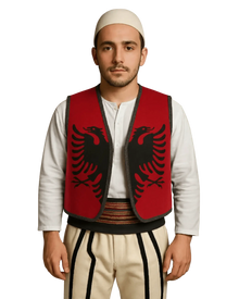 Traditionelle Weste Doppelkopfadler Rot Schwarz One Size