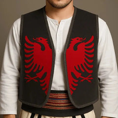 Traditionelle Weste Doppelkopfadler Schwarz Rot One Size