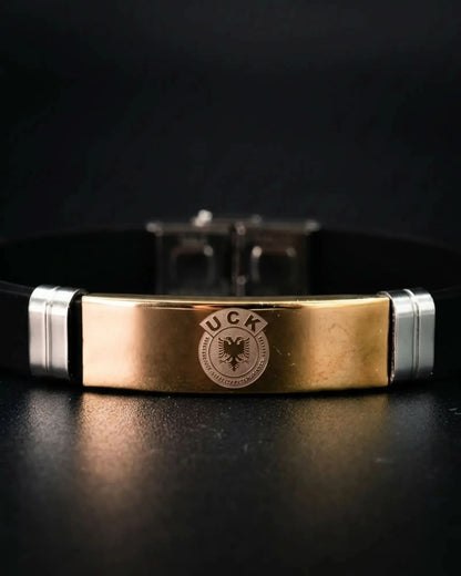 UCK Armband mit Doppeladler Emblem – Kosovo Schmuckarmband | Schwarz & Goldfarben - Albanien Shop