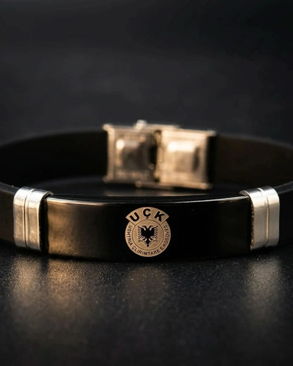 UCK Armband mit Doppeladler Emblem – Kosovo Schmuckarmband | Schwarz & Goldfarben - Albanien Shop