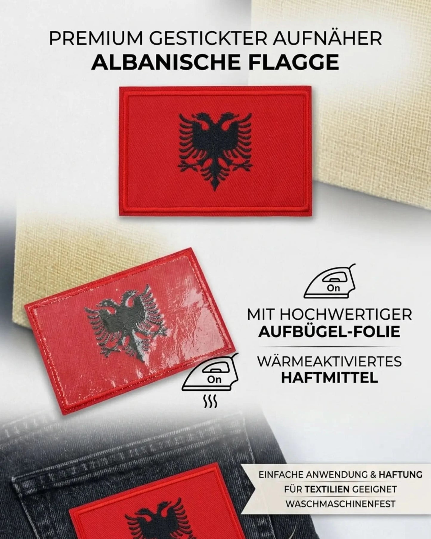 UCK Aufbuegel - Patch mit Doppeladler – Gestickter Aufnaeheer Kosovo | Rund & Wappen - Albanien Shop
