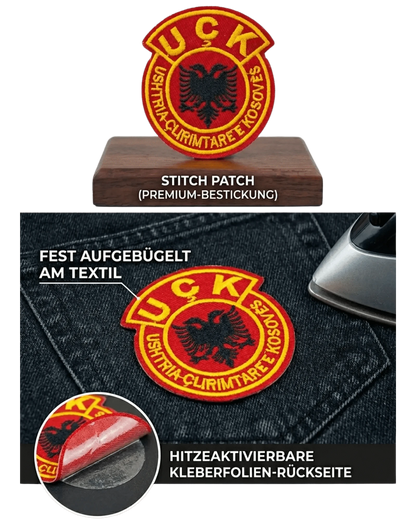 UCK Aufbuegel - Patch mit Doppeladler – Gestickter Aufnaeheer Kosovo | Rund & Wappen - Albanien Shop