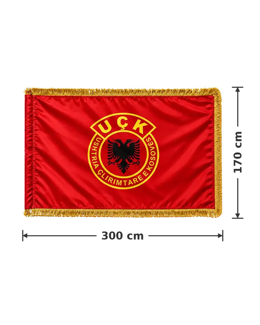 Dimensions du drapeau UÇK Premium XXL : 300 cm de large et 170 cm de haut