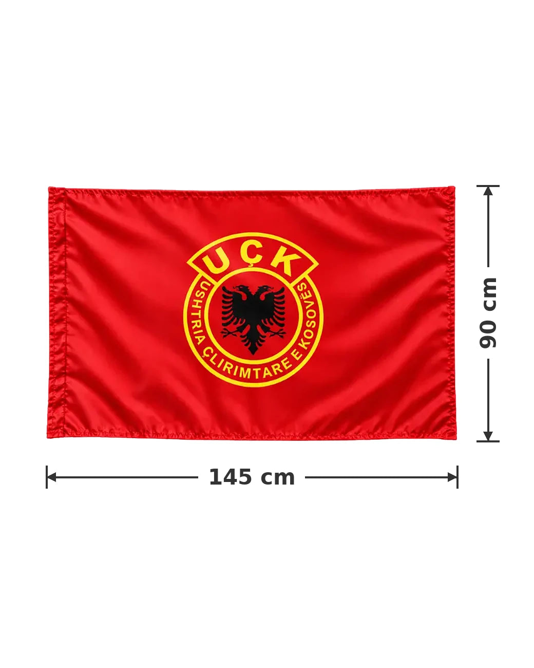 Dimensions du drapeau UÇK Standard : 145 cm de large et 90 cm de haut